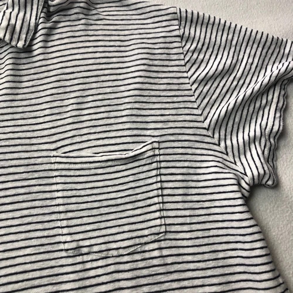 Vince Short Sleeve Striped Polo Shirt Linen - Picture 4 of 7